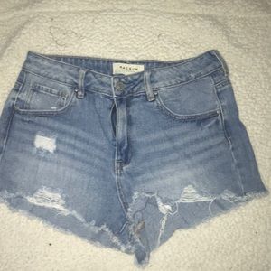 Pacsun high-rise festival shorts light wash